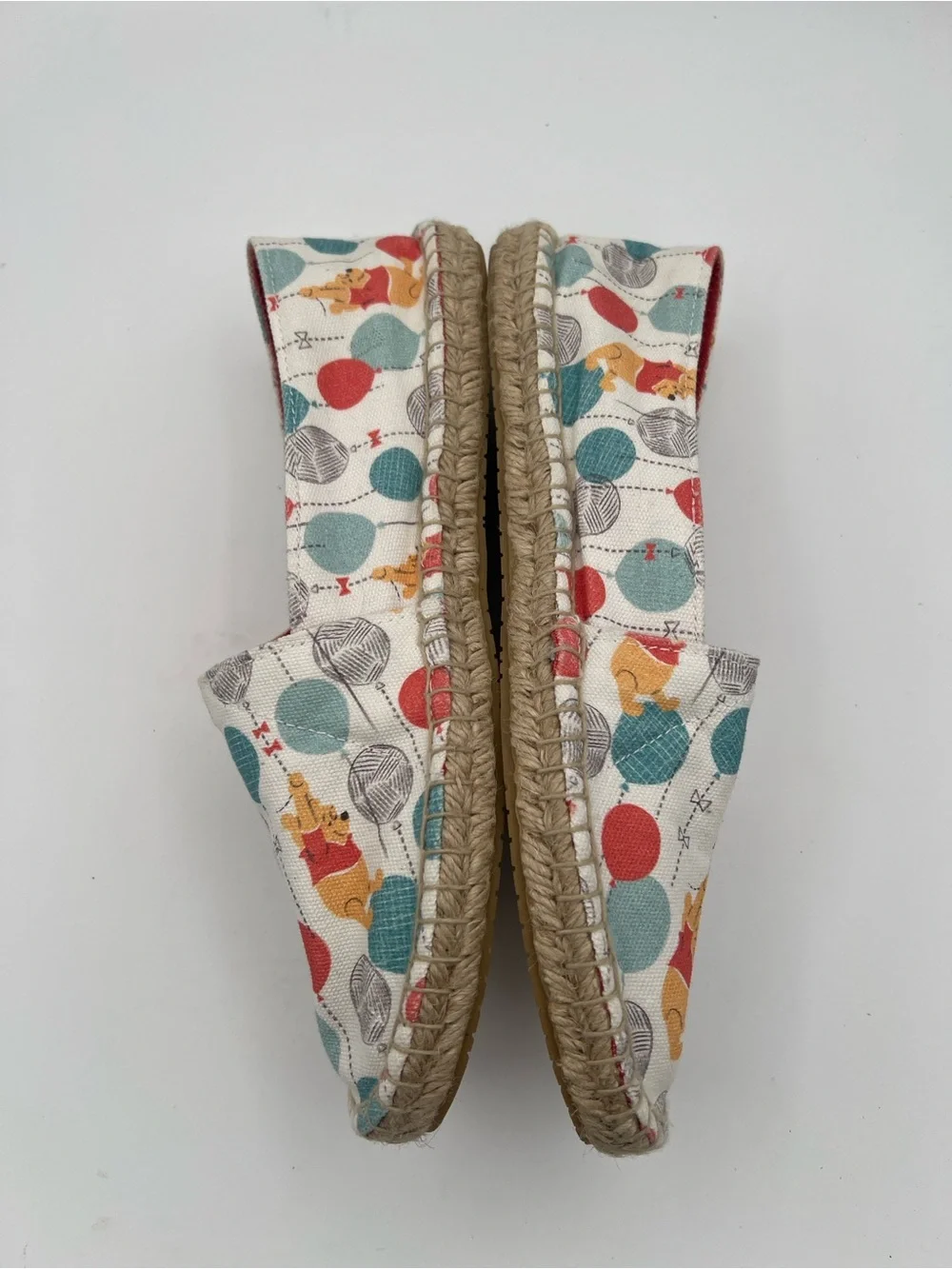 UBUNTU Disney Winnie The Pooh Canvas Slip On Espadrille Size 10.5 Balloon Print